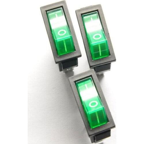 10PCS/Lot KCD3-101N KCD2 AC Power Rocker boat Switch Green light 2 Files 3Pin 15A/250V