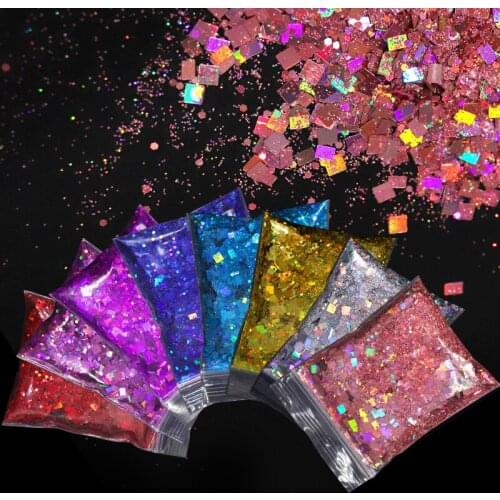 10G Shiny Quadrilateral Sequins Holographic Chunky Glitter For Epoxy Resin Mold Decoration Slime Filling Slices Nail Art Flakes