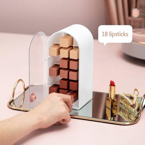 18 Grids Lipstick Storage Boxes Rack Dressing Table Transparent Lip Glaze Master Storage Box With Cover Cosmetic Makeup Organize
