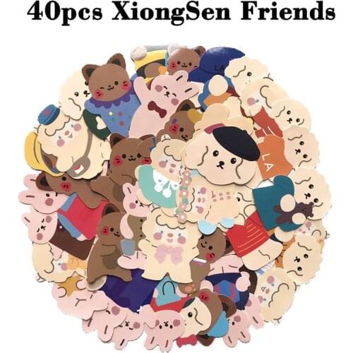 40pcs/lot Waterproof Super Cute Cartoon Animal Stickers For Car Laptop Phone Pad Bicycle Decal Kids Gift Cat Pig Dog