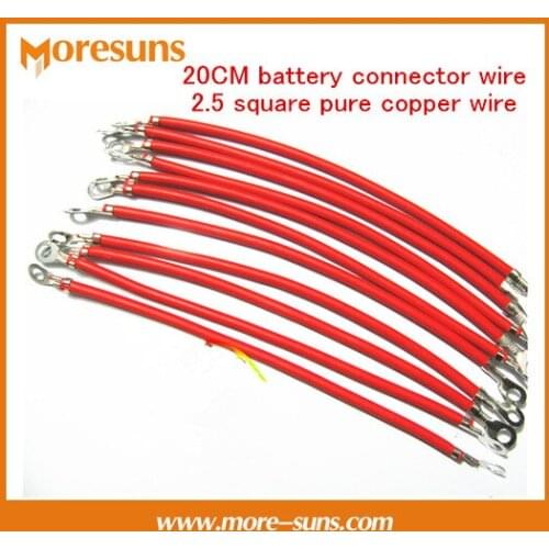 50pcs/lot High temperature oxidation 20CM battery connector wire/line nose Pure copper galvanize 2.5 square pure copper wire