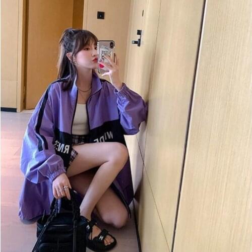 Summer new sunscreen jacket men women Korean oversized all-match Harajuku student casual bf hit color baseball uniform trend top