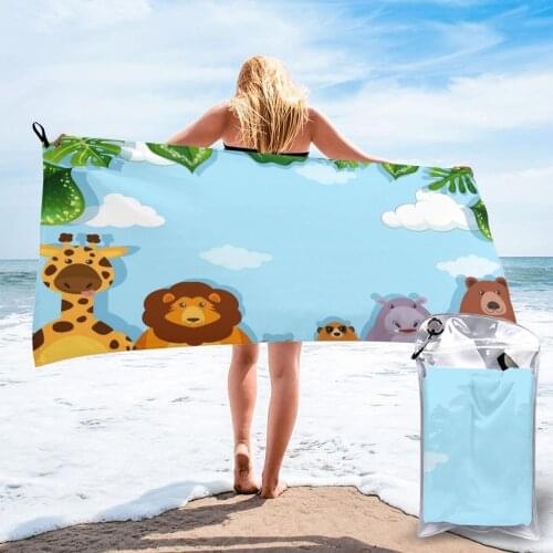 Quick Drying Pocket Towel Wild Animals Portable Water Absorbent Towel No Pilling Sports Bath Towel