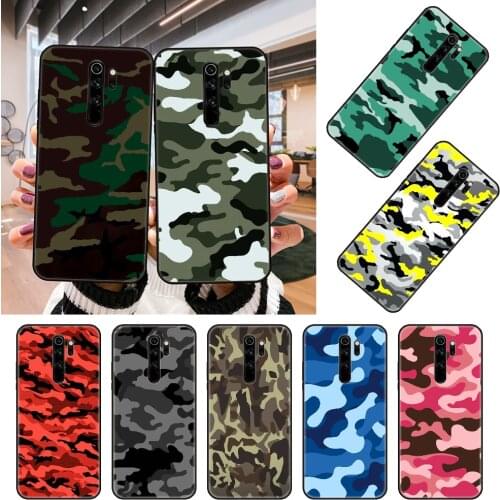 Phone Case For Xiaomi Redmi Note 8 8T 7 7A 9 9A 9S 8A 4 5 6 Pro Black Cover Bumper Soft Back 3D Waterproof Art Camo militar