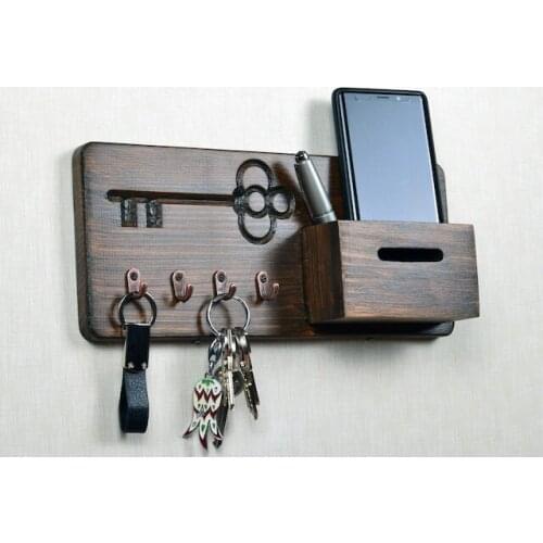 Tumbled Rustic Wooden Keychain Wall Hanger - Key Hanger Housekeeper on wall For home Key box Clothes rack