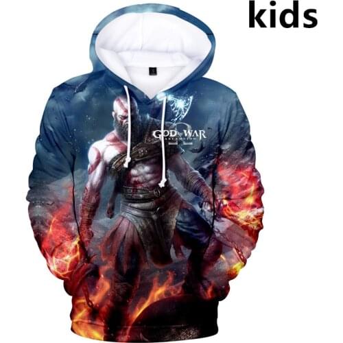 2021 Childrens Clothes 3 To 14 God of War 3d Hoodie Sweatshirt Boys Girls Blood RED Lines Face Printed Coats Children Clothes