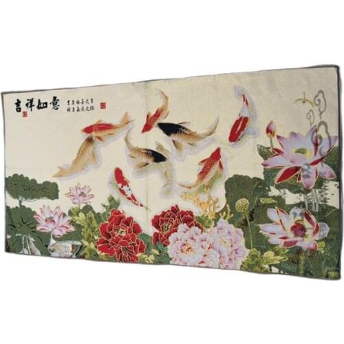 Chinese style sofa background wall decoration (auspicious gathering of nine fish)