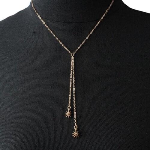 New Design Long Tassel Necklace Hot Star Sun Pendant Necklaces With Tassels Boho Chic Jewelry Clavicle Gold Necklace Chain