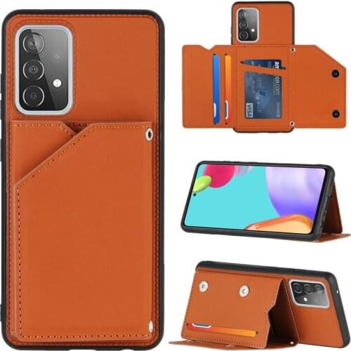 For Samsung Galaxy A52 5G Skin Feel PU + TPU + PC Back Cover Shockproof Case with Card Slots & Holder & Photo Frame