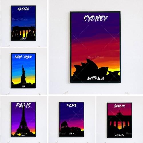 Travel City Vintage Landscape Canvas Posters Hd Print Art Painting New York Wall Art Pictures