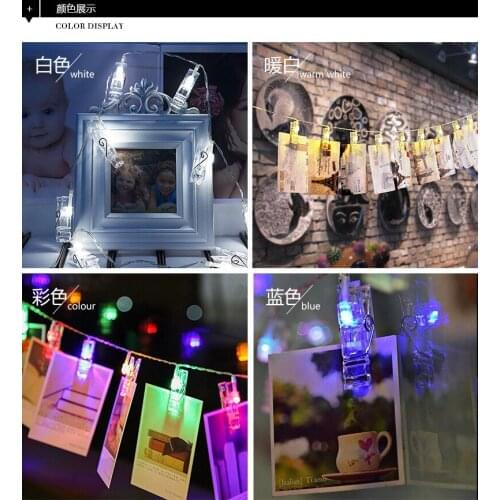 Photo Creative Clip Led Lantern Sparkle Light String Room Romantic White Hanging Lamp Photo Wall Christmas Decoration Light