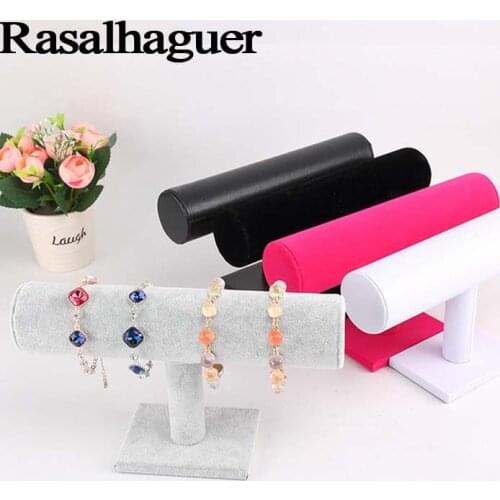 Hot Sale 5 Colors Velvet Bracelets Chain Watch T-Bar Rack Jewelry Hard Display Stand Holder Jewelry Organizer Hard Display Stand
