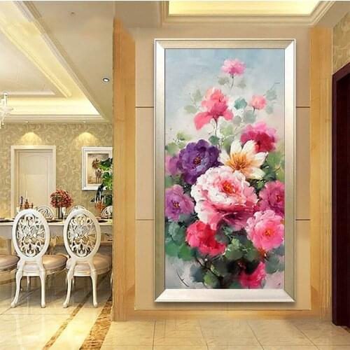 Full Square round Drill 5D Diy Diamond Painting Peony Flower Embroidery Cross Stitch sale Mosaic large size handmade hobby A747