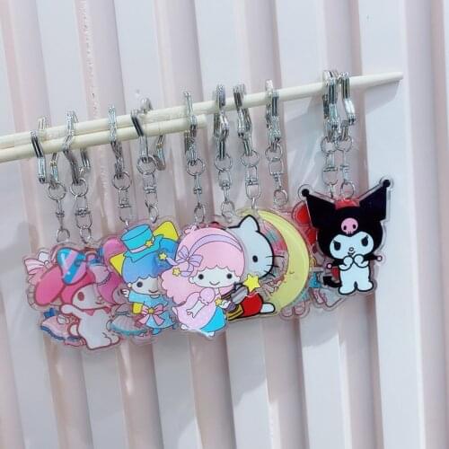 Kawaii Kuromi Sanrio Plush My Melody Cinnamoroll Dog Kittys Keychain Cartoon Cute Dolls Anime Plush Toys For Girls Birthday Gift