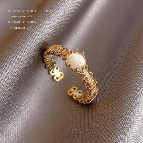 Micro inlaid Opals Zircon Female Minority Design High Sense Open Rings For Woman Japan and South Korea New Fashion Net Red Ring