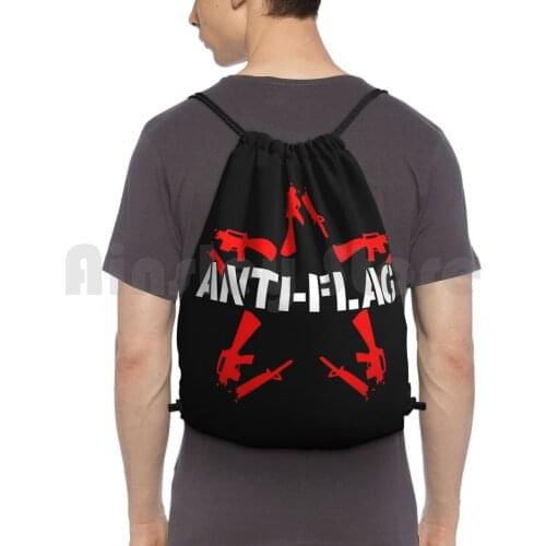 Red Punk Stars Backpack Drawstring Bag Riding Climbing Gym Bag Britpop Soul England English Musician Band Punk Hardcore