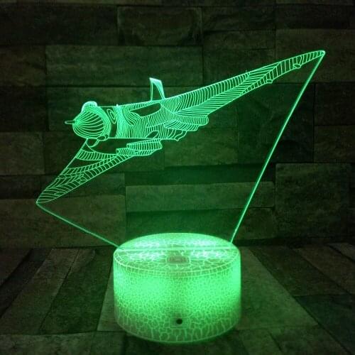 Flying Fighting Plane 3D Lamp light Airplane Touch Remote Switch 3D Night Light 7 Color Lights Baby Bedroom Decor Table Lamp