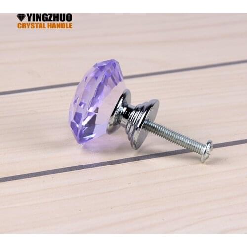 Hot selling 30mm 10PCS/Set Zinc Alloy Glass Drawer Door Pulls Knobs Handle k9 Crystal Sparkle Cabinet 7 Colors For Choose