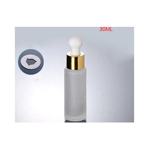 30ML frosted glass dropper glass bottle withshiny gold collar &white top lotion bottle glass bottle Cosmetic Packaging