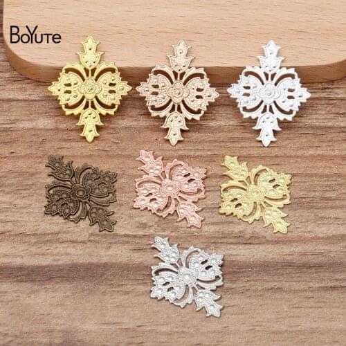 BoYuTe (100 Pieces/Lot) 23*30MM Metal Brass Stamping Flower Materials Diy Hand Made Jewelry Accessories Wholesale