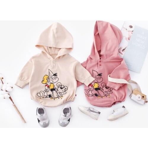 Cute Cartoon Bodysuits Newborn Baby Hooded Baby Romper Toddlers Cotton Jumpsuit 0-12m Baby Infant Long Sleeve Costumes