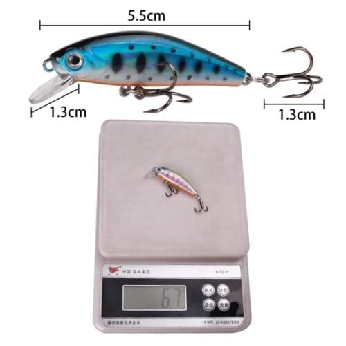 Minnow 6Colors 5.5CM/6.7G Artificial Trembling Sinking Plastic Hard Bait Bionic Bait Sea Fishing Lures With Sharp Treble Hook
