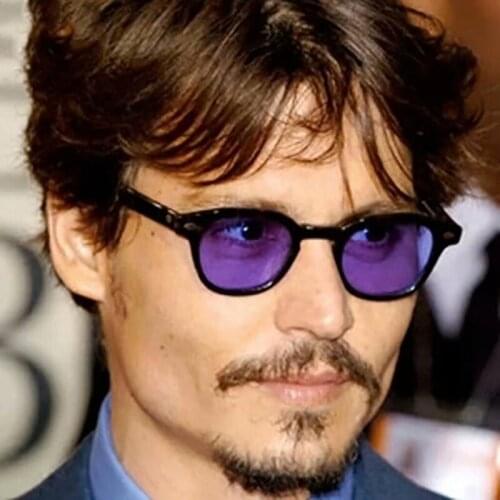 Fashion Johnny Depp Small Style Round Sunglasses Mens Womens Clear Tinted Lens Brand Design Party Show Sun Glasses Oculos De Sol