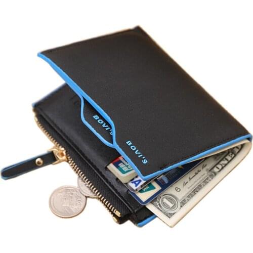 Fashion New Men Wallets PU Leather Bifold ID Holders Credit Card Holder Coin Purse Pockets Clutch Zipper Wallet Free Shipping