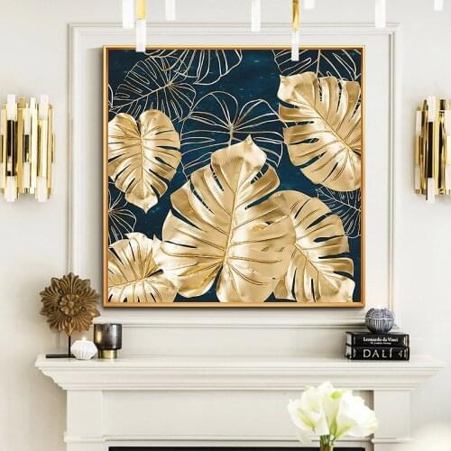 EECAMAIL DIY Nordic Golden Leaf Diamond Painting Full Diamond Embroidery Home Decoration Hanging Painting No Frame