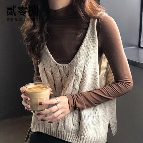 2021 New Knitted Sweater Vest Women Pullover Sleeveless Female Oversized Womens Vest With V Neck Ladies Top Solid Color Casual