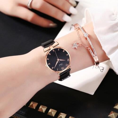 GADI Water ripple print dial Ladies Stainless Steel Steel Band Watch Strap Ladies Watch montre fille Fashion 2-piece set #N03