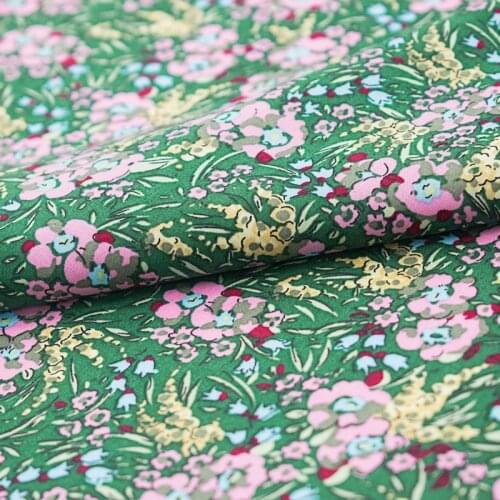 Pink floral on green reactive dyes pure cotton fabric for dress tissus au mètre telas por metro tissu vestidos sewing tela ткань