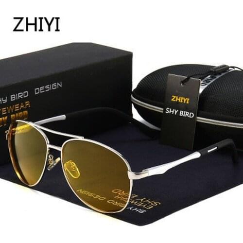 ZHIYI Brand Aluminum Polarized Yellow Night Driving Glasses Men Women HD Lens Anti-glaring Drivers Car Glasses Retro Sunglasses
