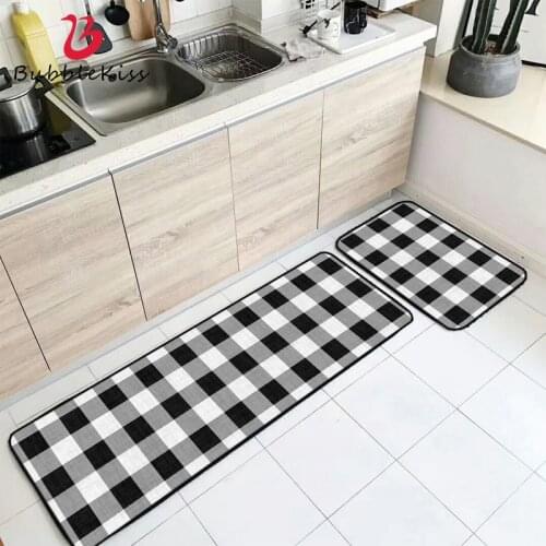 Bubble Kiss 2020 Kitchen Carpets Nordic Fashion Black White Plaid Carpet Non-Slip Rugs For Bedroom Customize Hallway Floor Mat
