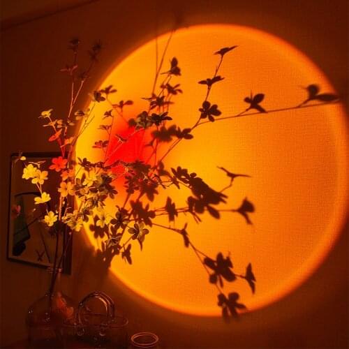 Led Night Light USB Button Rainbow Sunset Projector Atmosphere For Home Background Wall Decoration Colorful Lamp