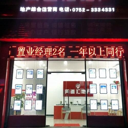 Ultra Slim Led Shop Window Cable Wire Display Single Sided Acrylic Frame Led Illuminated A3 Signs for Real Estate Agent windows