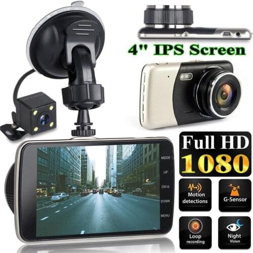 4 Inch Front And Rear Dual Lens Driving Recorder HD 1080P Car Vehicle DVR EDR Dashcam With G-Sensor Rearview Functions Dash Cam