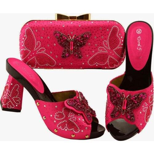 High Quality Italian Shoe with Matching Bags Shoes and Bag Set African Sets 2020 Shoe and Bag Nigerian Design Sets in wine