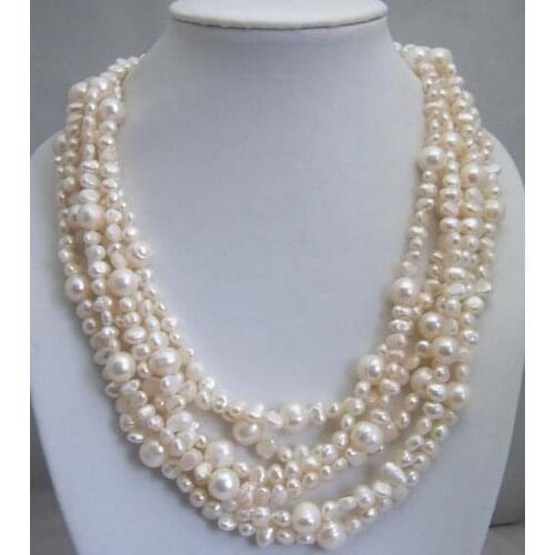 New Favorite Pearl Beadwork Necklace Multi Strand Bridesmaid Gift Genuine White Freshwater Pearl Jewelry Charming Women Gift