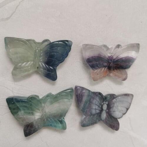 1PC Beautiful Natural fluorite Quartz Crystal Butterfly Hand Carved Mineral For Decoration Reiki Gifts