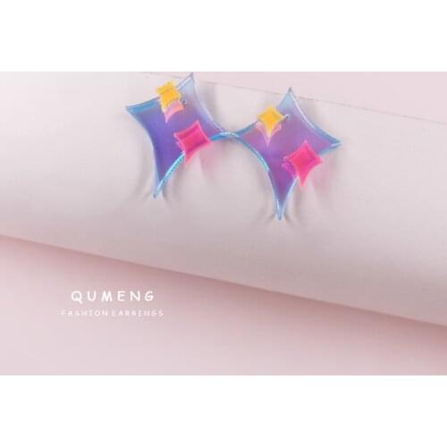 2021 Transparent Acrylic Dazzle Color Shining Colorful Star Cute Stud Earrings Tide Female Temperament Girl gifts For Birthday