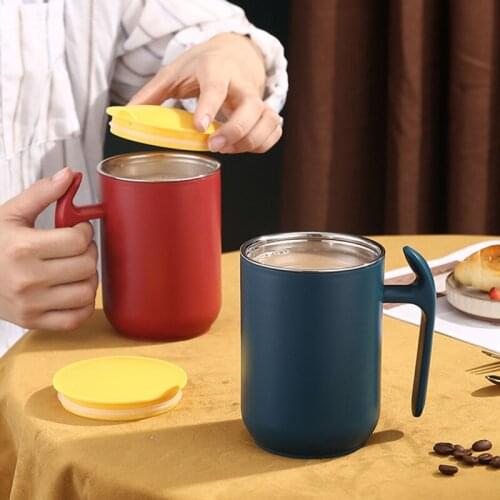 550ML 304 stainless steel water cup fall proof and scald proof tea cup adult Mug student sealed milk coffee cup gift with cover