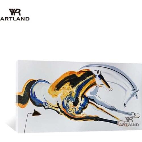 Abstract running horses painting for home wall decoration Hand drawn canvas oil painting poster for living room bedroom Hot sale
