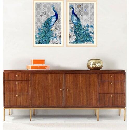 Diamond embroidery circle diamond special shape cartoon painting beautiful two peacock rhinestone crystal painting home decor