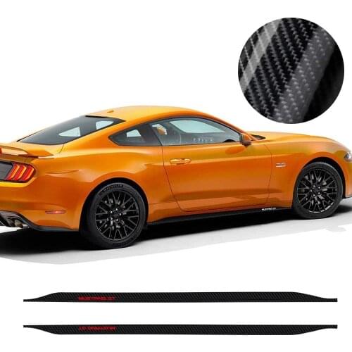 Car 5D Carbon Fiber Vinyl for Mustang GT Side Stripes Rocker Panel Decals Stickers for Ford Mustang 2015 2016 2017 2018 2019