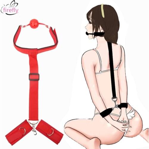 Bondage Restraint Handcuffs With Mouth Plug BDSM Adult Products Fetish Slave Sex Games Erotic Sexy Toys For Woman And Couples