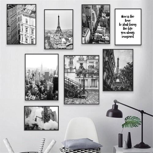 Black And White Paris Tower Canvas Posters Street Scenery Print Painting Nordic Wall Art Poster Pictures Living Room Home Decor