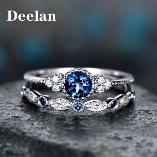 DEELAN European and American fashion crystal zircon double layer ring for womens cubic zirconia ring valentines day gift