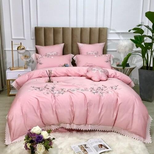 Luxury embroidery Bedding Set 600TC egyptian cotton Bed Linens Bed Sheet Set Bedclothes Queen/King Size Bed cover 4pcs