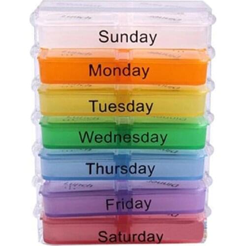 7 Days Pill Box Weekly Travel Medicine Tablet Holder Dispenser Organizer Storage Pill Box Holder Organizer Pill Case